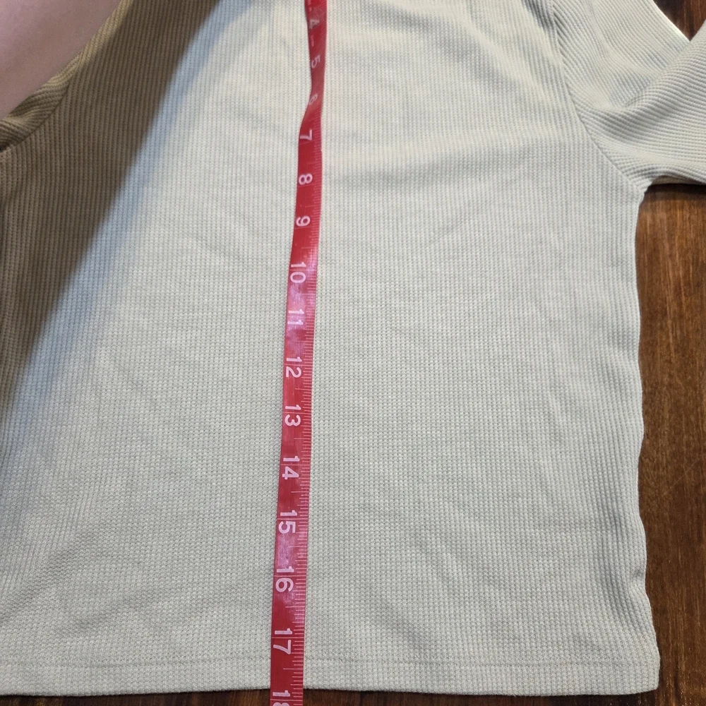 Ribbed Mock Neck Long-Sleeve Crop Top - Light Sage American Eagle Size M